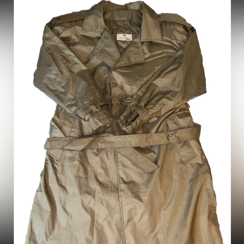 Worthington Essentials Vtg Olive Womens Trench Raincoat Work Travel - 48 L 20 W